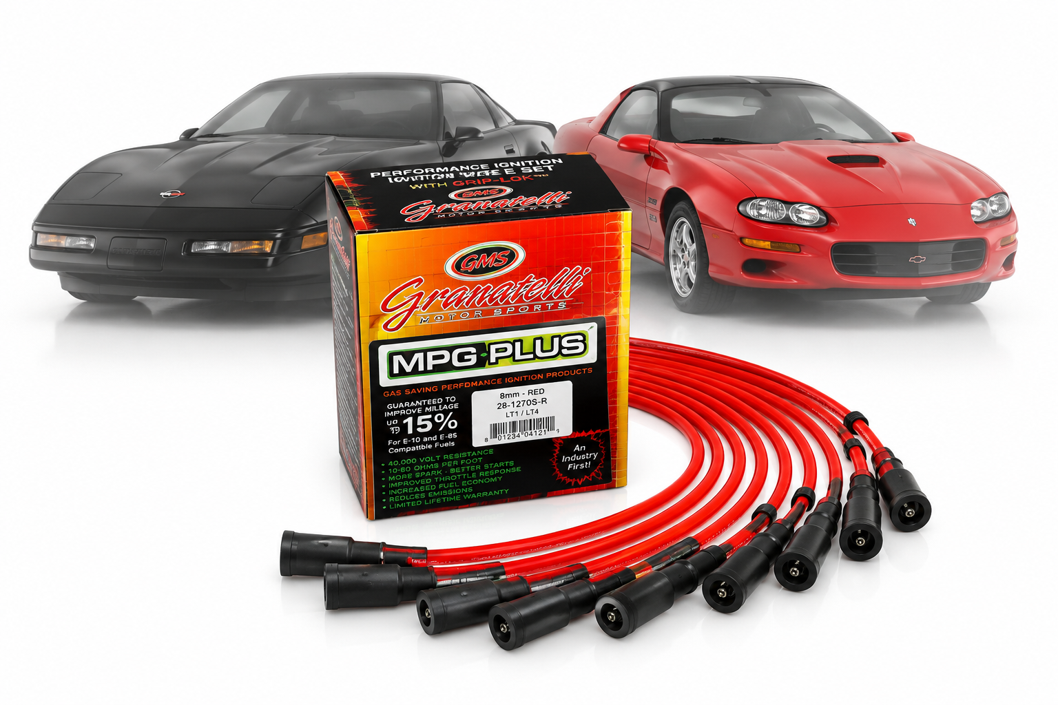 Granatelli GM LT1 & LT4 0-Ohm Red Performance Spark Plug Wires - 28-1270S-R