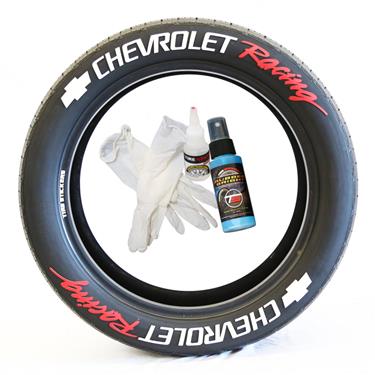 Tire Sticker, Chevrolet Racing, Raised Rubber Letters,1.5 In., Recommended for1 In to 3 In Side Wall