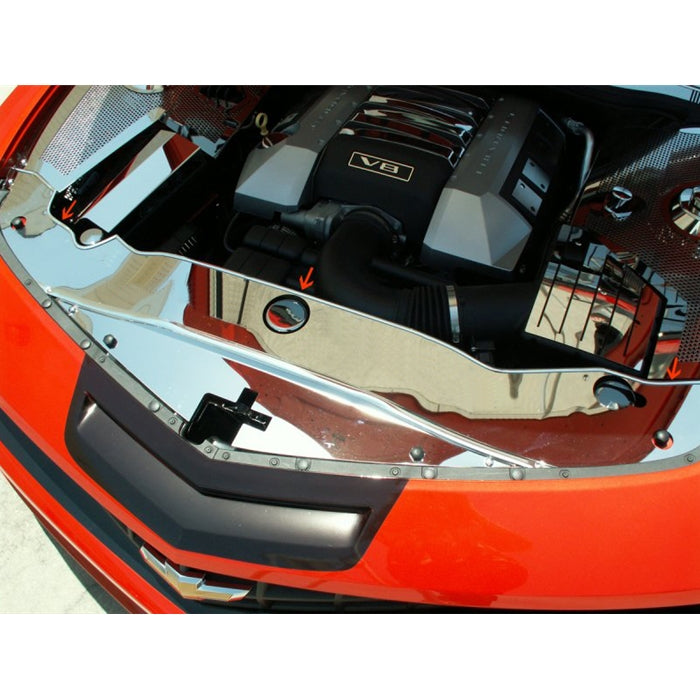 2010-2013 Camaro Radiator Cover w-caps- Polished Stainless