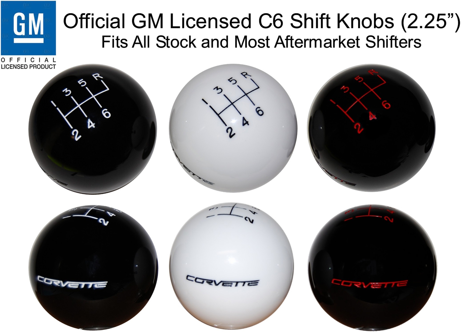 Corvette Shift Knob Corvette Script w/6 Speed Pattern GM Licensed 2005-2013 C6 & Z06, Grand Sport