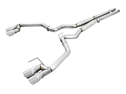 AWE Track Edition Cat-back Exhaust for the 2018+ Mustang GT - Quad Chrome Silver