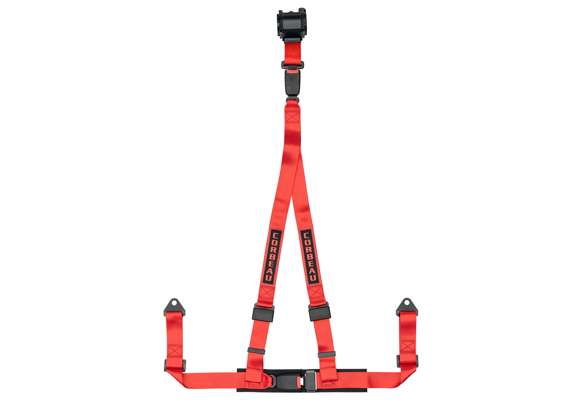 Corbeau 2-Inch Racing Harness Belts, Red 3-Point Retractable Bolt-In, 43307B