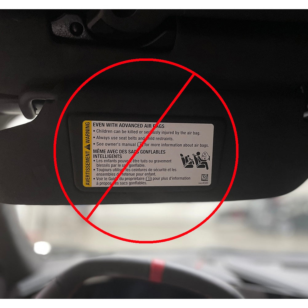 C8 Corvette Sun Visor Warning Label Covers, Onyx Black Knit