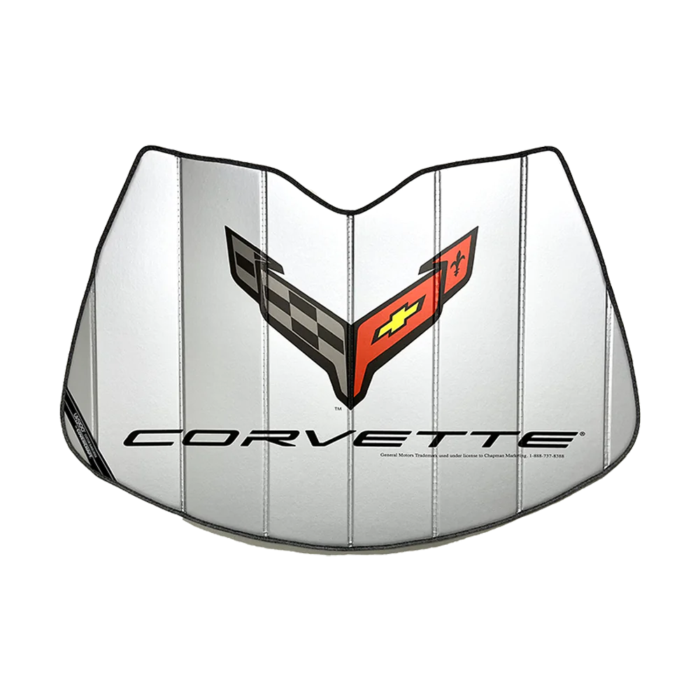 Corvette Accordion Style Sunshade, Insulated Plain Silver, C8 Stingray, Z51