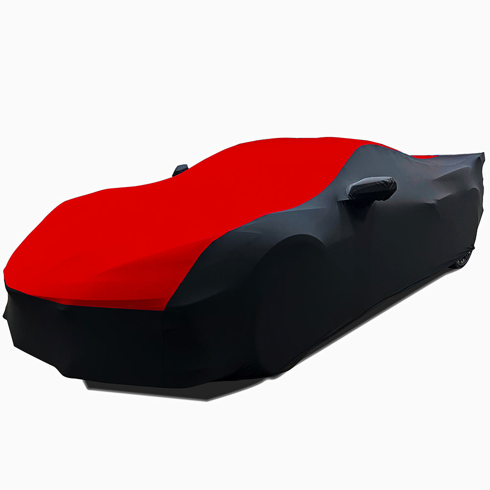 C8 Corvette Ultraguard Stretch Satin Sport Car Cover, Red/Black, Indoor