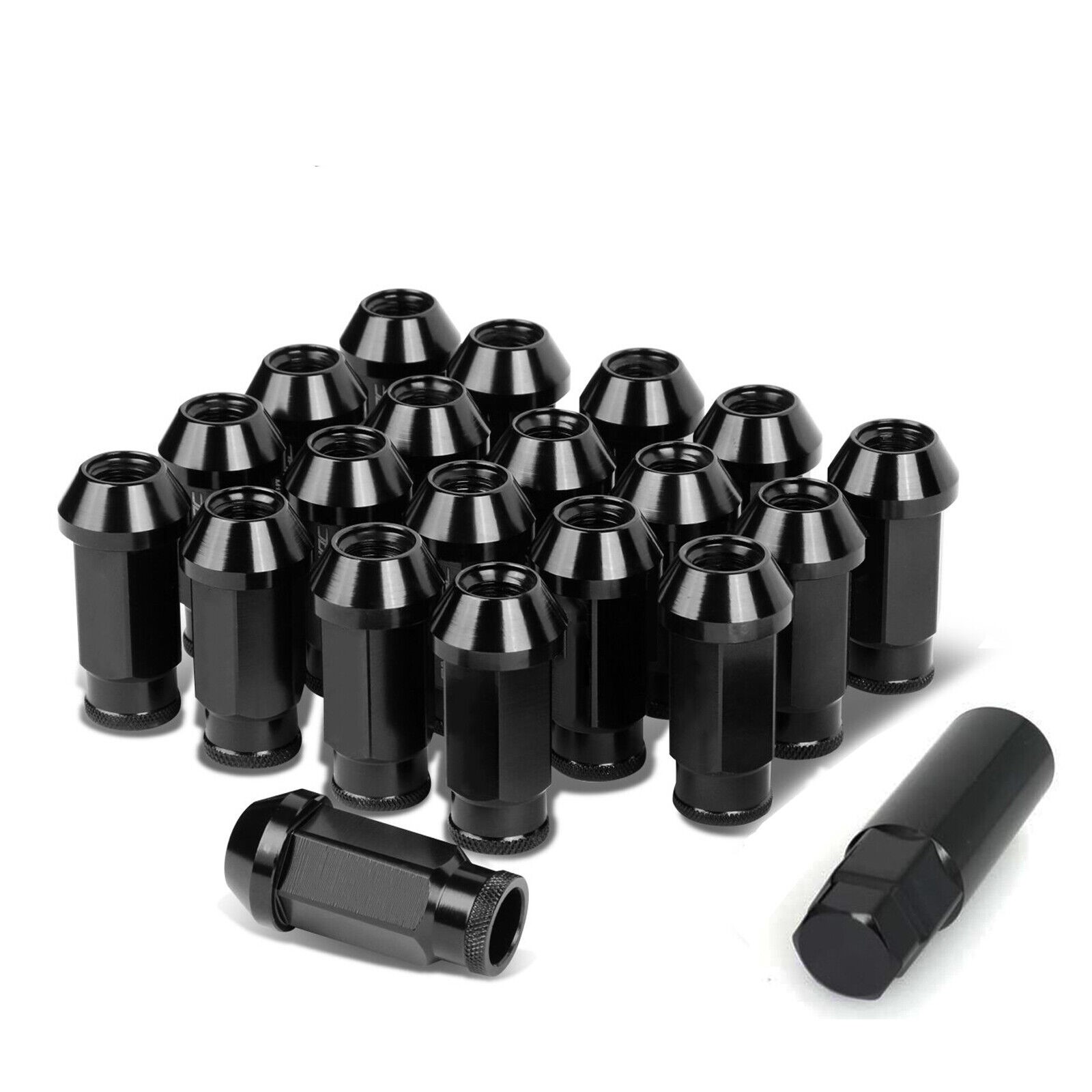 Black Extended Open End Steel Wheel Tuner Lug Nuts M12x1.5  Adapter 20pcs