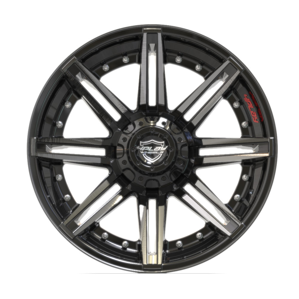 22" Aftermarket Wheel fits Ram, Dodge, Jeep, GM, Ford,  4P08 Brushed Black 22x12