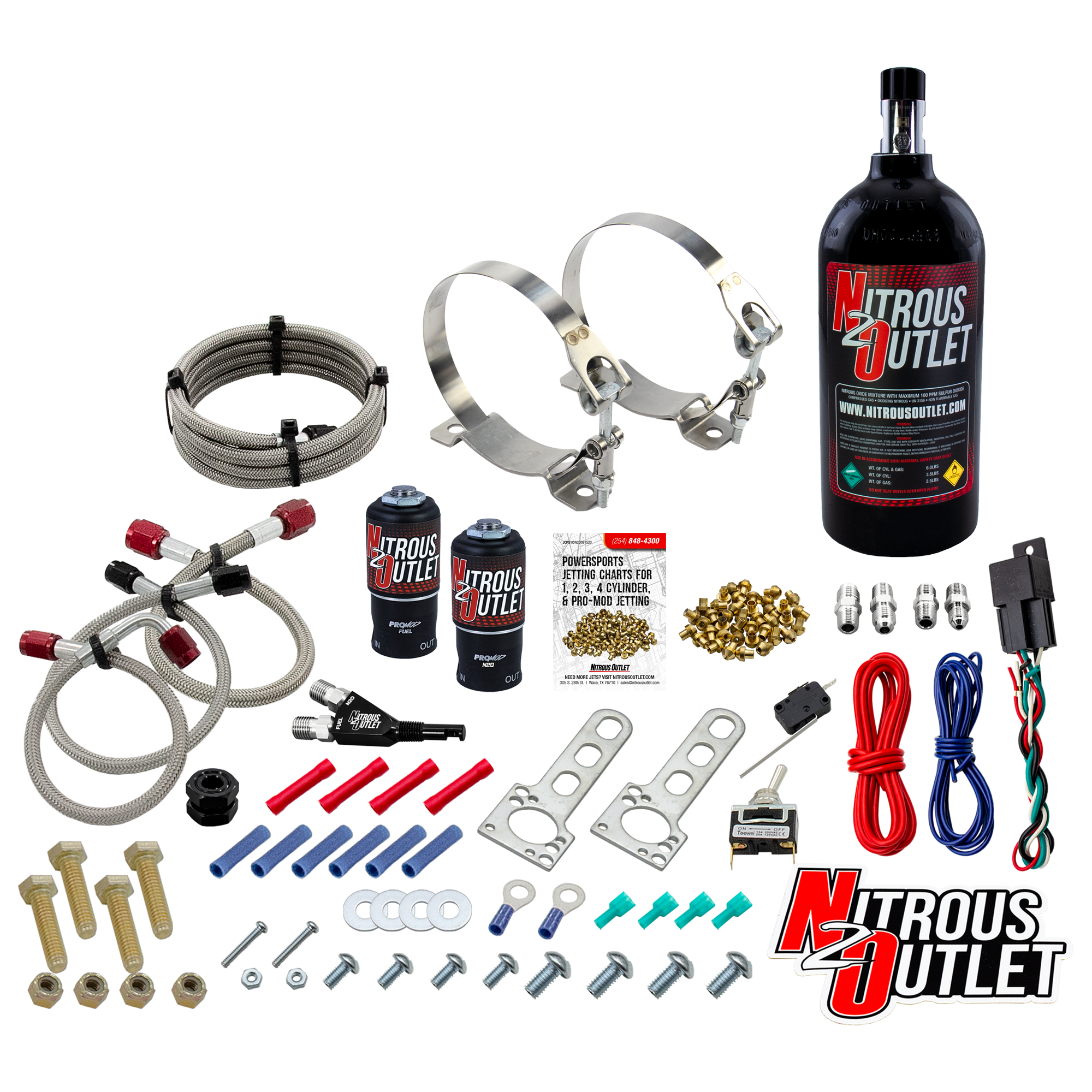 Nitrous Outlet Powersports SxS Single Cylinder Wet Nozzle System (Aluminum 90 De