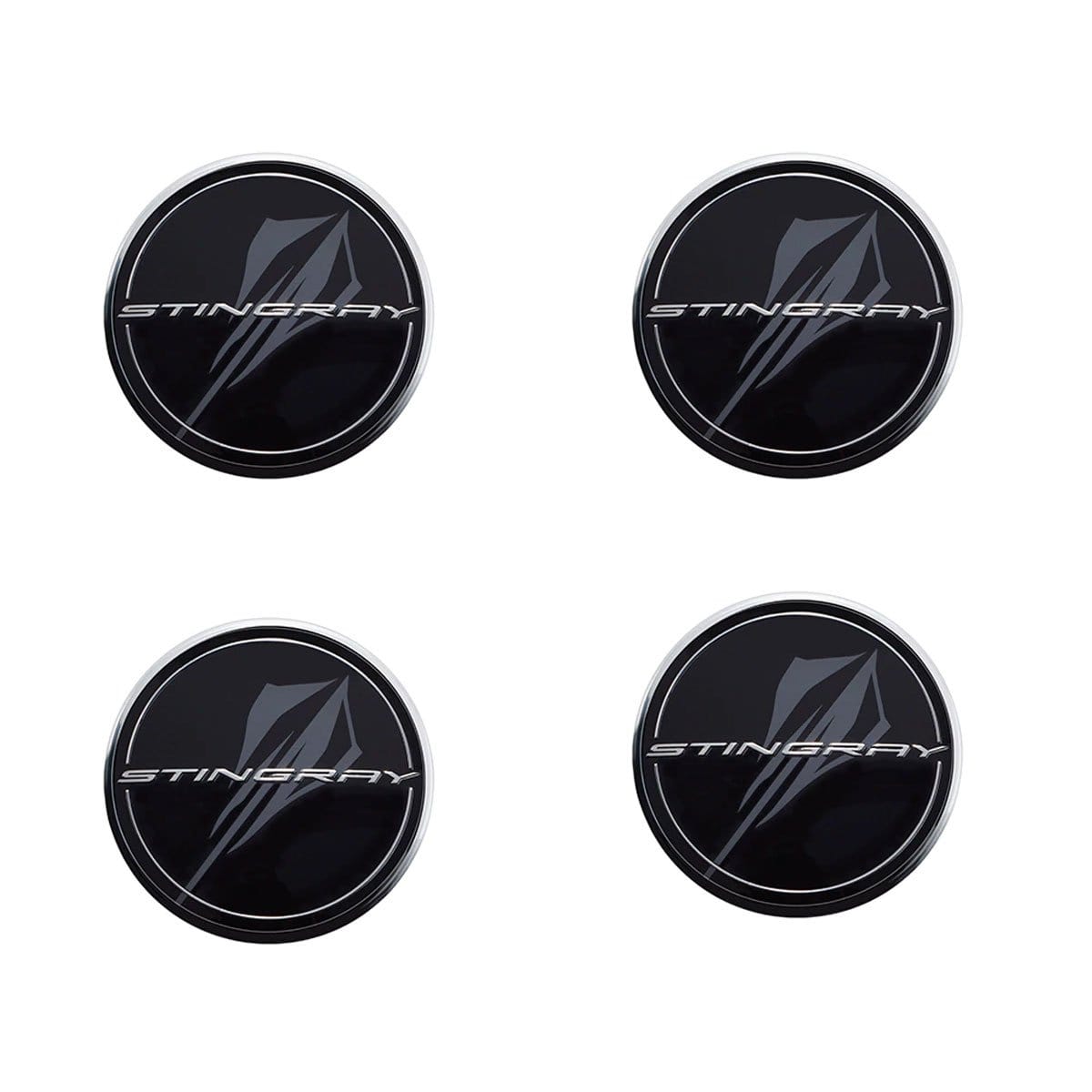 2020+ C8 Corvette Stingray Black Wheel Center Caps Set of 4 ACS Composite