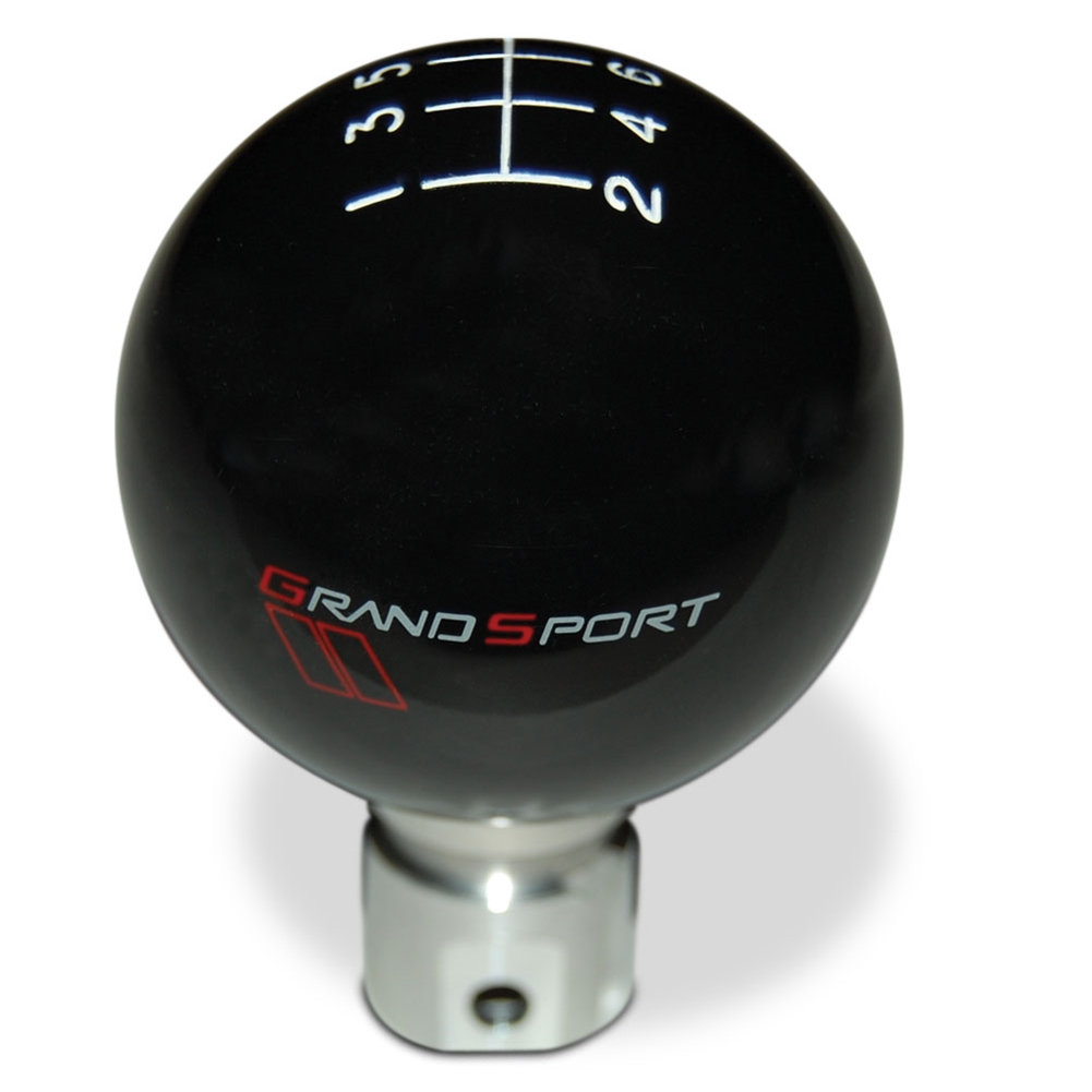 C6 Corvette Shift Knob - 6 Speed Pattern & Grand Sport Emblem - GM Licensed : 2005-2013 C6