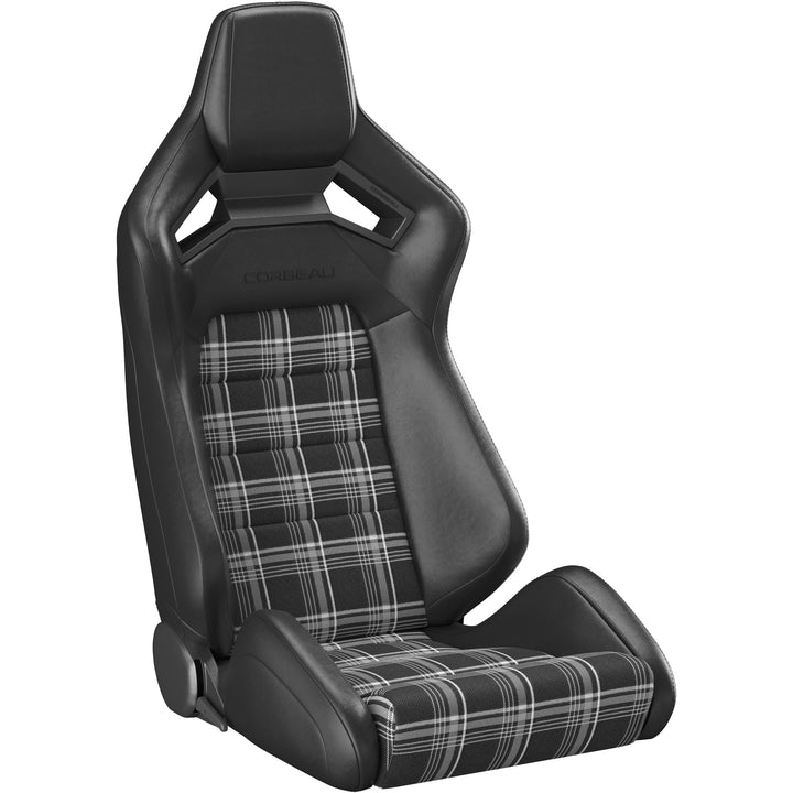 Corbeau Sportline  Racing Seat, RRX Black Vinyl, Red Plaid Cloth, 55022PR, PAIR