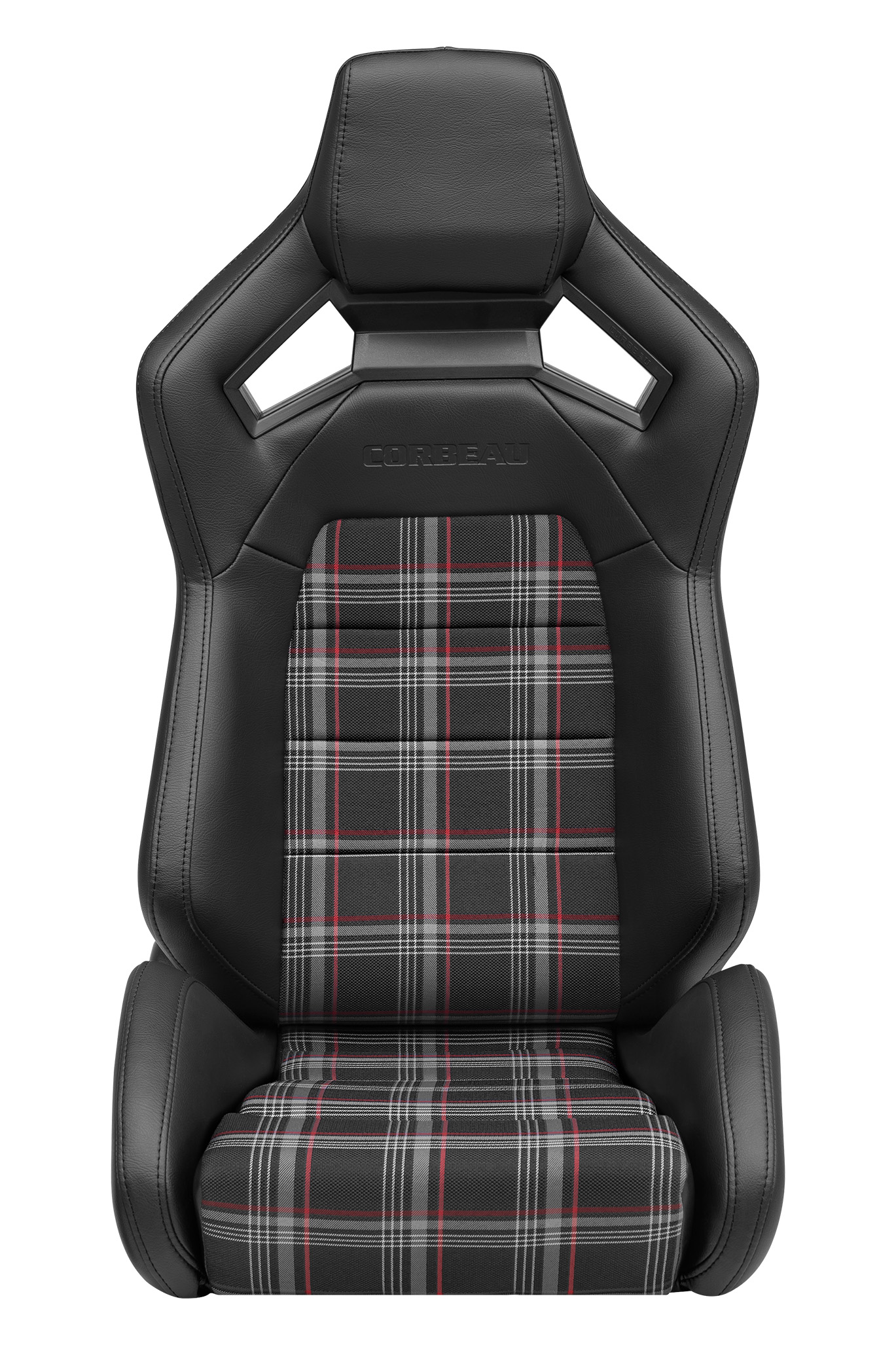 Corbeau Sportline  Racing Seat, RRX Black Vinyl, Red Plaid Cloth, 55022PR, PAIR