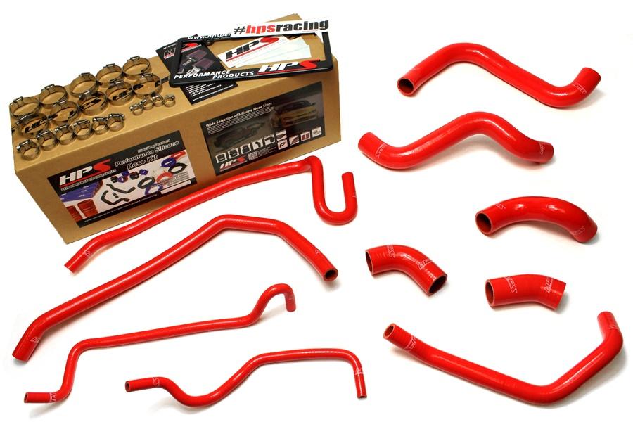 HPS Red Reinforced Silicone Radiator and Heater Hose Kit Coolant for Ford 11-14 Mustang GT 5.0L V8 & Boss 302