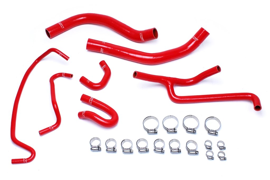 HPS Red Reinforced Silicone Radiator and Heater Hose Kit Coolant for Ford 2015-2017 Mustang 3.7L V6
