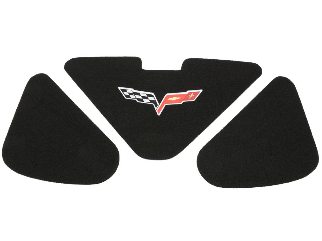 C6 Corvette Trunk Lid Liner w/Embroidered C6 Color Flag Logo, 3 Piece