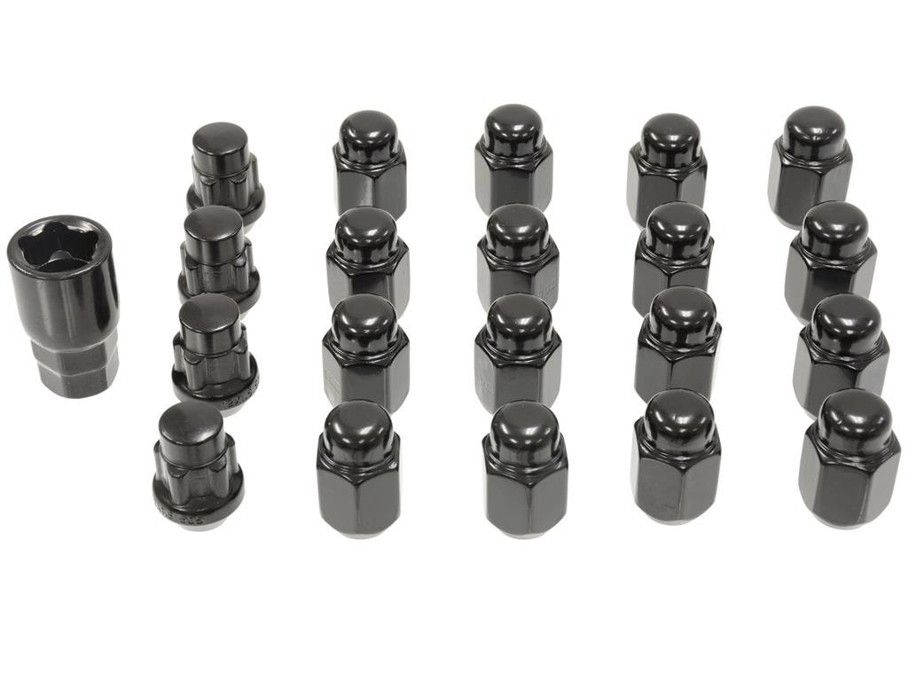 C4, C5, C6, C7 Corvette 1984-2019 BLACK Wheel Lug Nuts Kit, With LOCKS, Set of 20