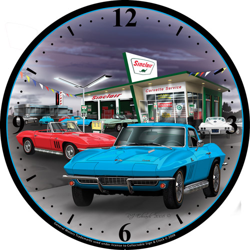 C2 1966 Lighted Corvette Clock-Made in USA  -66CVCLOCK