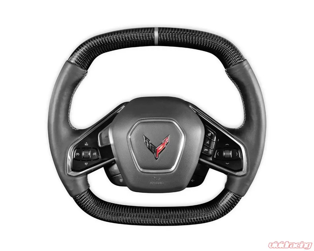 Drake Muscle Cars Streering Wheel-Carbon Fiber with Leather Grips Chevrolet C8 Corvette Stingray 2020-2024