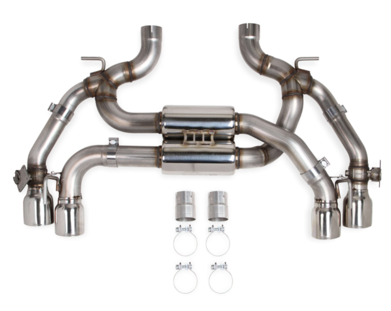 Hooker Exhaust System, Blackheart, Axle Back, 2-1/2" Tailpipe, 4" Tips, Stainless, Natural, V6, Chevy Camaro 2016-23 - clone