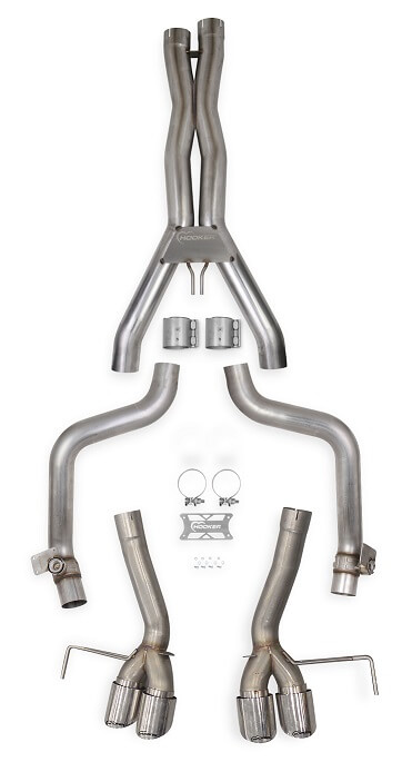 C7 Corvette Hooker Blackheart Cat-Back Exhaust Kit withOUT Mufflers, Quad Polished Tips