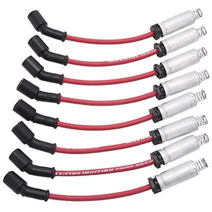 Edelbrock SPARK PLUG WIRE SET, LS TRUCK KIT w/METAL SLEEVES, 99-15 50 ohm RESISTANCE RED WIRE (SET OF 8), Part# 22716