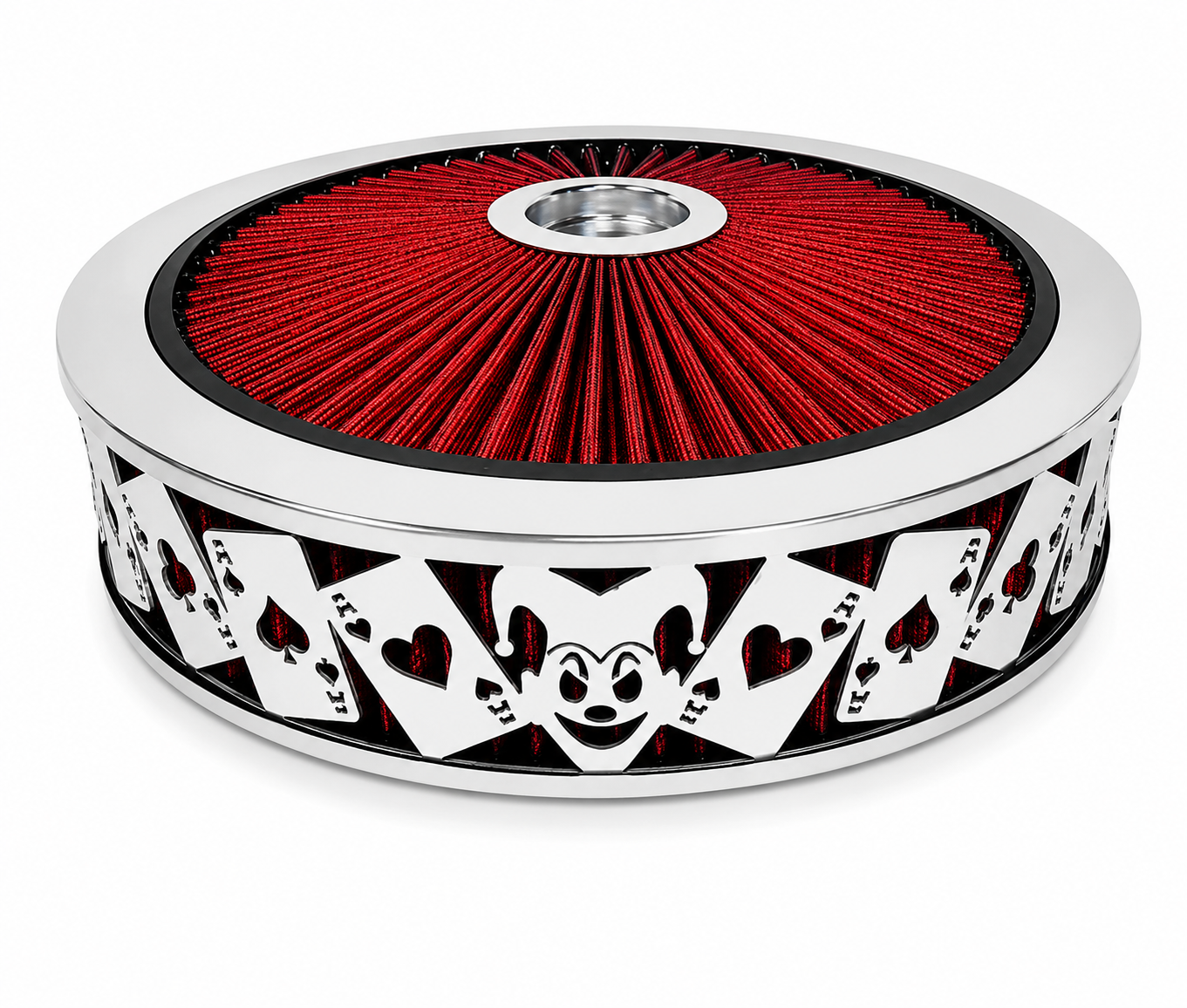 Granatelli Beauty Bandz 14" x 3" Red and Chrome Air Filter Assembly - 750042