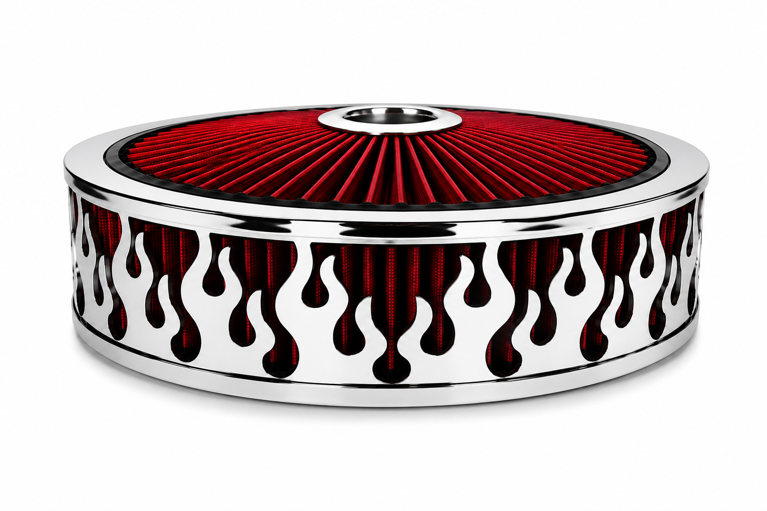 Granatelli Beauty Bandz Red and Chrome Air Filter Assembly - Flames - 750044