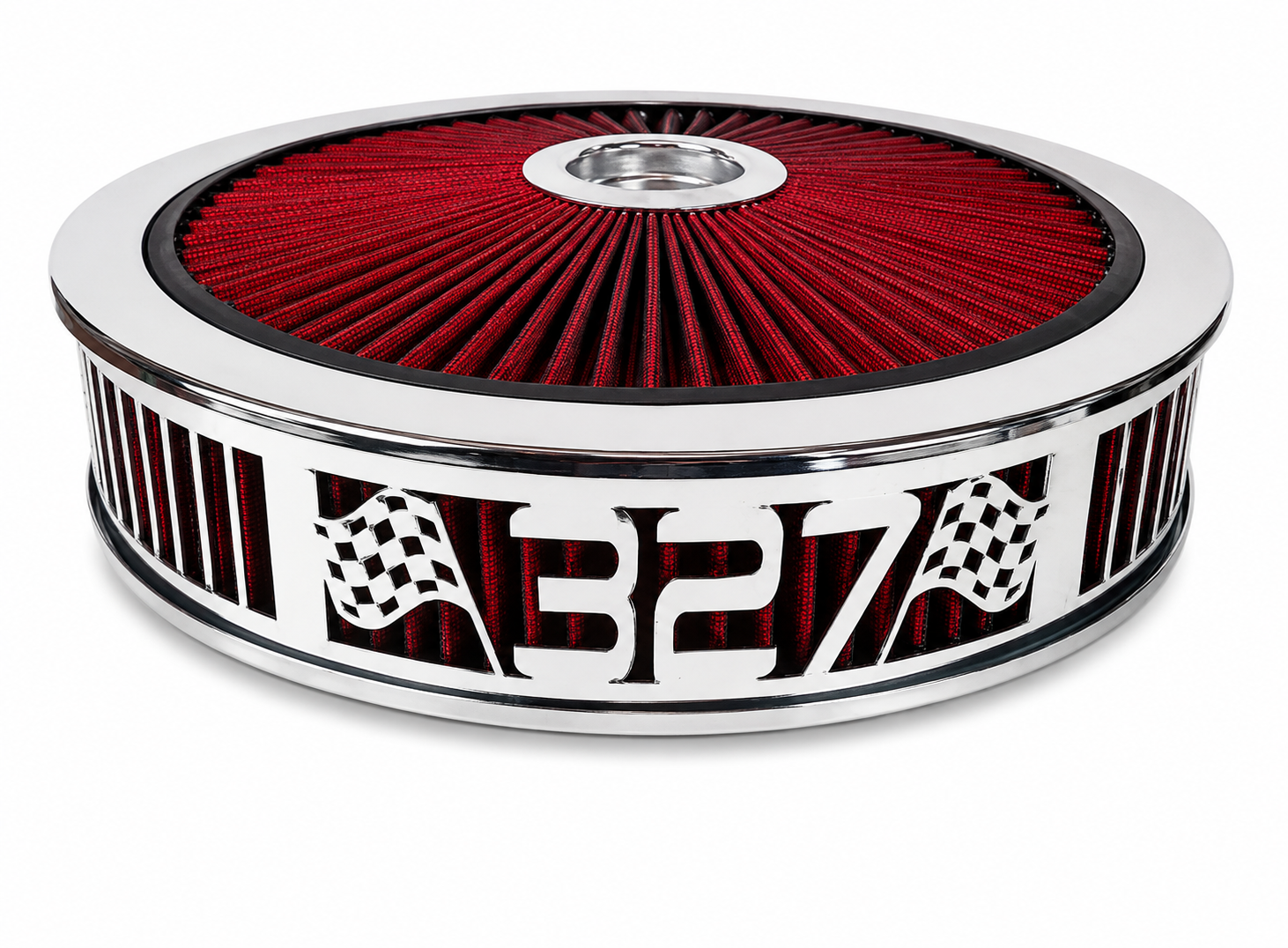 Granatelli Beauty Bandz 14" x 3" Red and Chrome Air Filter Assembly, 3 - 750046