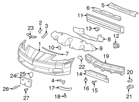 C6 Base Model Corvette Front Bumper - Stock Urethane GM OEM 15915331