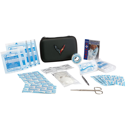 C8 Corvette 2020 + GM OEM Accessory, C8 Logo First Aid Kit with C8 Crossed Flag Logo