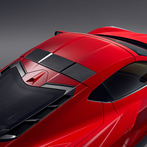20-24+ C8  Corvette Visible Carbon Fiber Roof Bow W/ Torch Red Trim - GM OEM