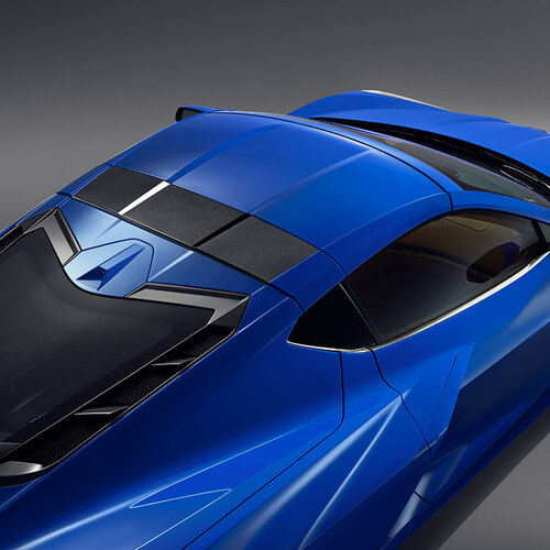 20-22+ C8 Corvette Visible Carbon Fiber Roof Bow W/ Elkhart Lake Blue Trim - GM OEM