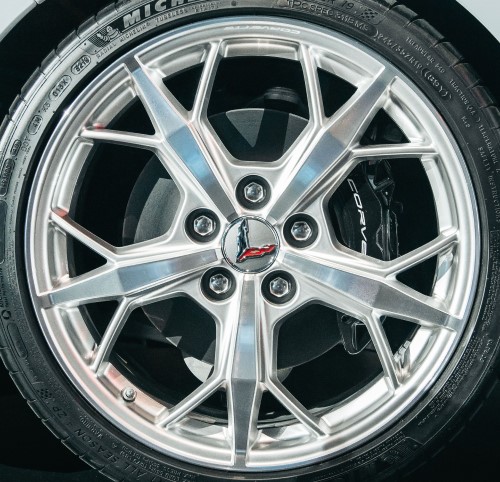C8 Corvette 2020 + GM OEM Accessory, Silver 5DF 5-Trident Spoke Front 19" Aluminum Wheel, Single Wheel