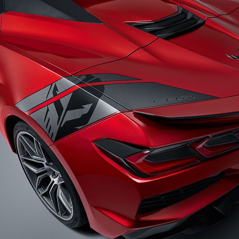 2024 C8 Corvette Z06, Rear Graphics Package,Jake and C8.R Logos, Carbon Flash Metallic, Pair