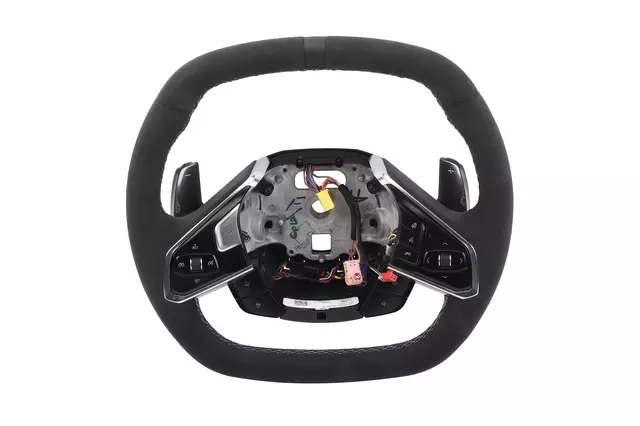 C8 Corvette Suede Steering Wheel, Gray Stitching & Black Stripe (Heated)