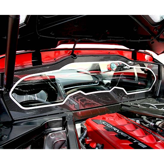 C8 Corvette Coupe Rear Window Carbon Fiber Frame W/Polished Stainless Steel Trim
