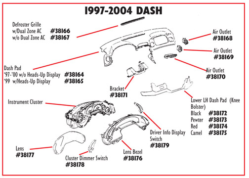 Dash Pad Bracket. Lower LH - C5 Corvette