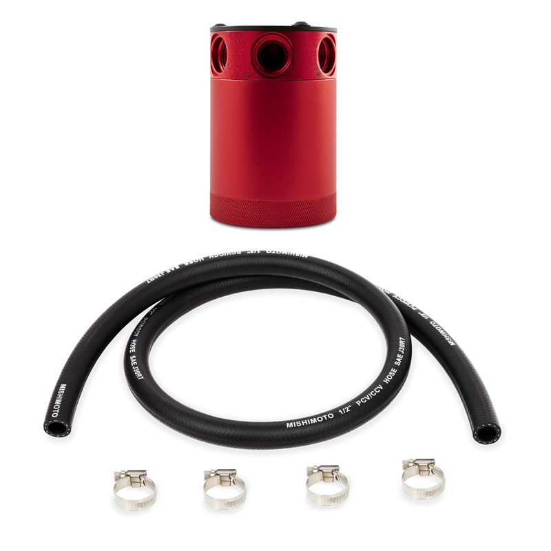Mishimoto Compact Baffled Oil Catch Can, 3-Port, Red