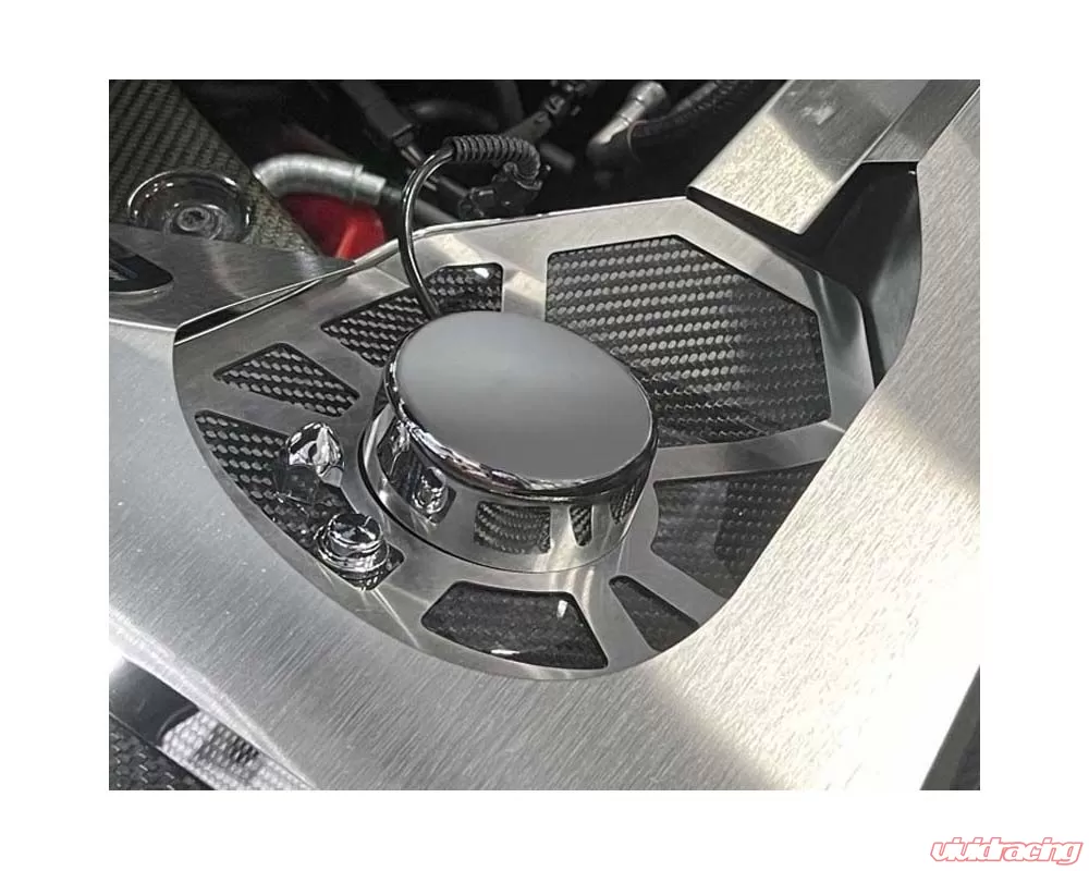 American Car Craft Stainless Steel Carbon Fiber Shock Tower Covers Chevrolet Corvette Coupe C8 2020-2024