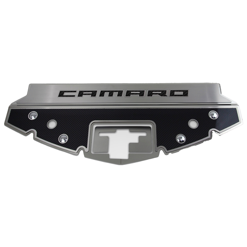 2016-2024 Camaro Header Plate Perforated - Carbon Fiber Inlay : SS, ZL1