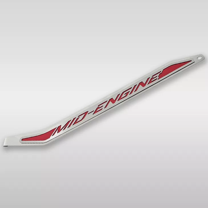 Corvette C8 Door Prop Polished/Brushed Stainless 'Mid-Engine', Driver Side Only,