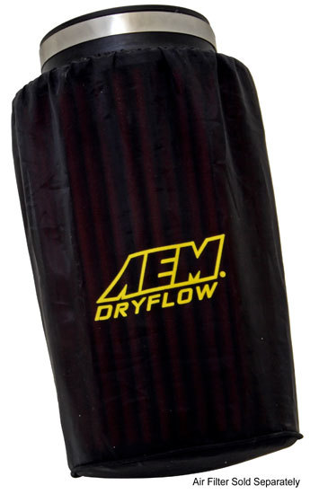 AEM Air Filter Wrap, DryFlow, Reusable, 6" OD Base, 5-1/4" OD Top, 9" Tall,
