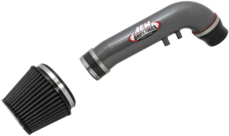 AEM Air Induction System, Brute Force, Reusable Dry Filter, Gray Powder Coat