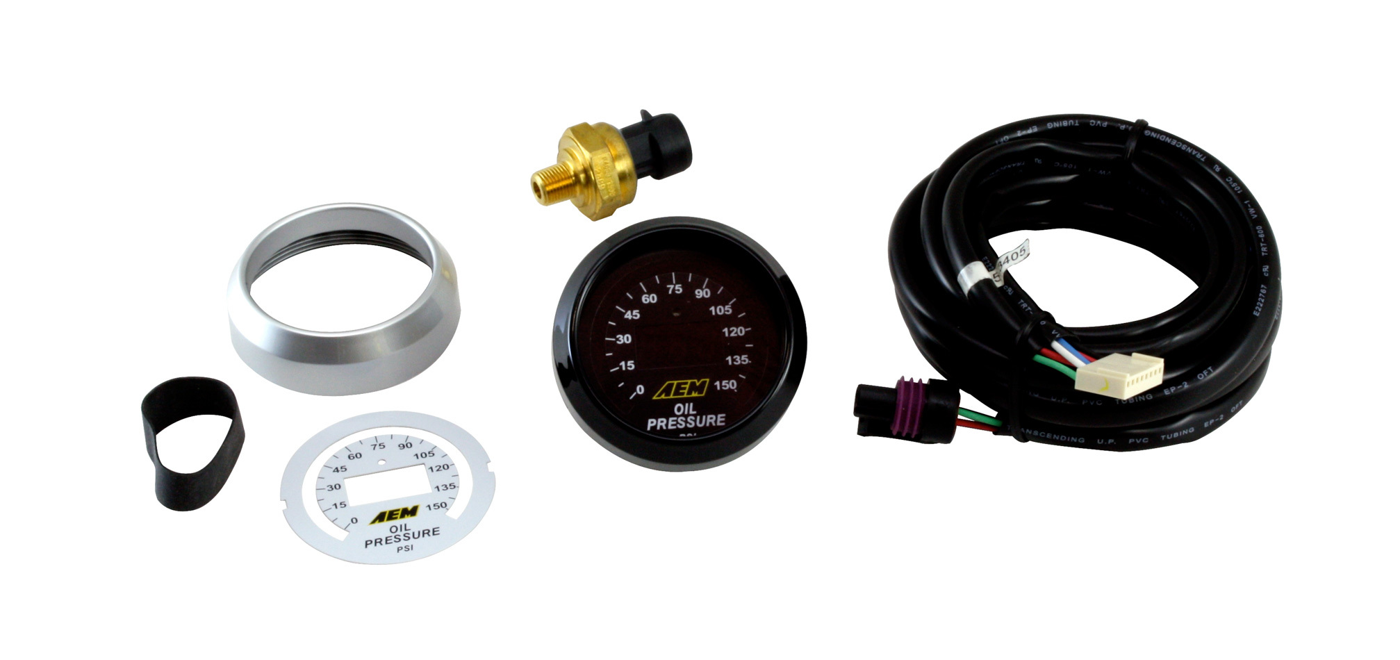 AEM Oil Pressure Gauge, 0-150 psi, Electric, Digital, 2-1/16" Diameter, Blac