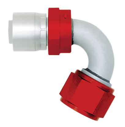 AEROQUIP Fitting, Hose End, AQP/Startlite, 120 Degree, 8 AN Hose Crimp to 8 AN Female Swivel, Aluminum, Red/Silver, Eac