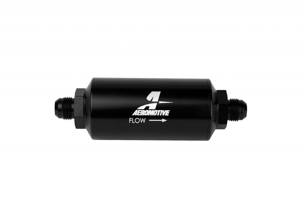 AEROMOTIVE 6an Inline Fuel Filter 10 Micron 2in OD Black