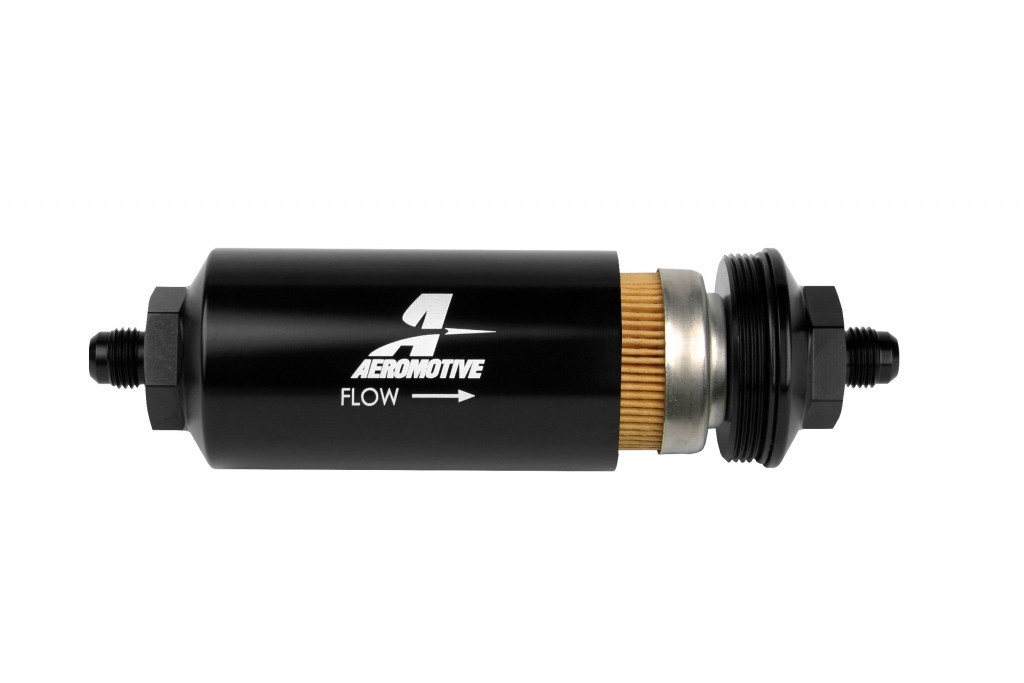 AEROMOTIVE 6an Inline Fuel Filter 10 Micron 2in OD Black