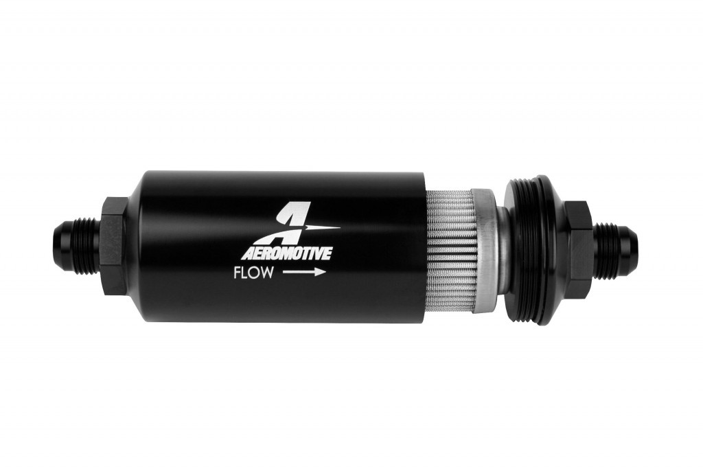 AEROMOTIVE 8an Inline Fuel Filter 100 Micron 2in OD Black