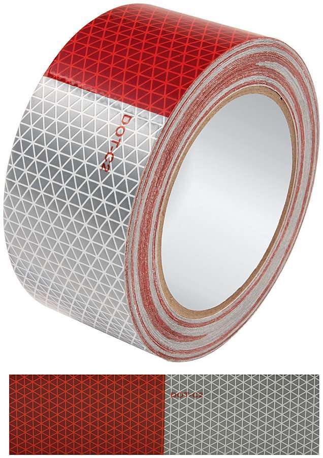 ALLSTAR, Reflective Tape, 50 ft Long, 2 in Wide, Triangle Pattern, Red/Silver, E