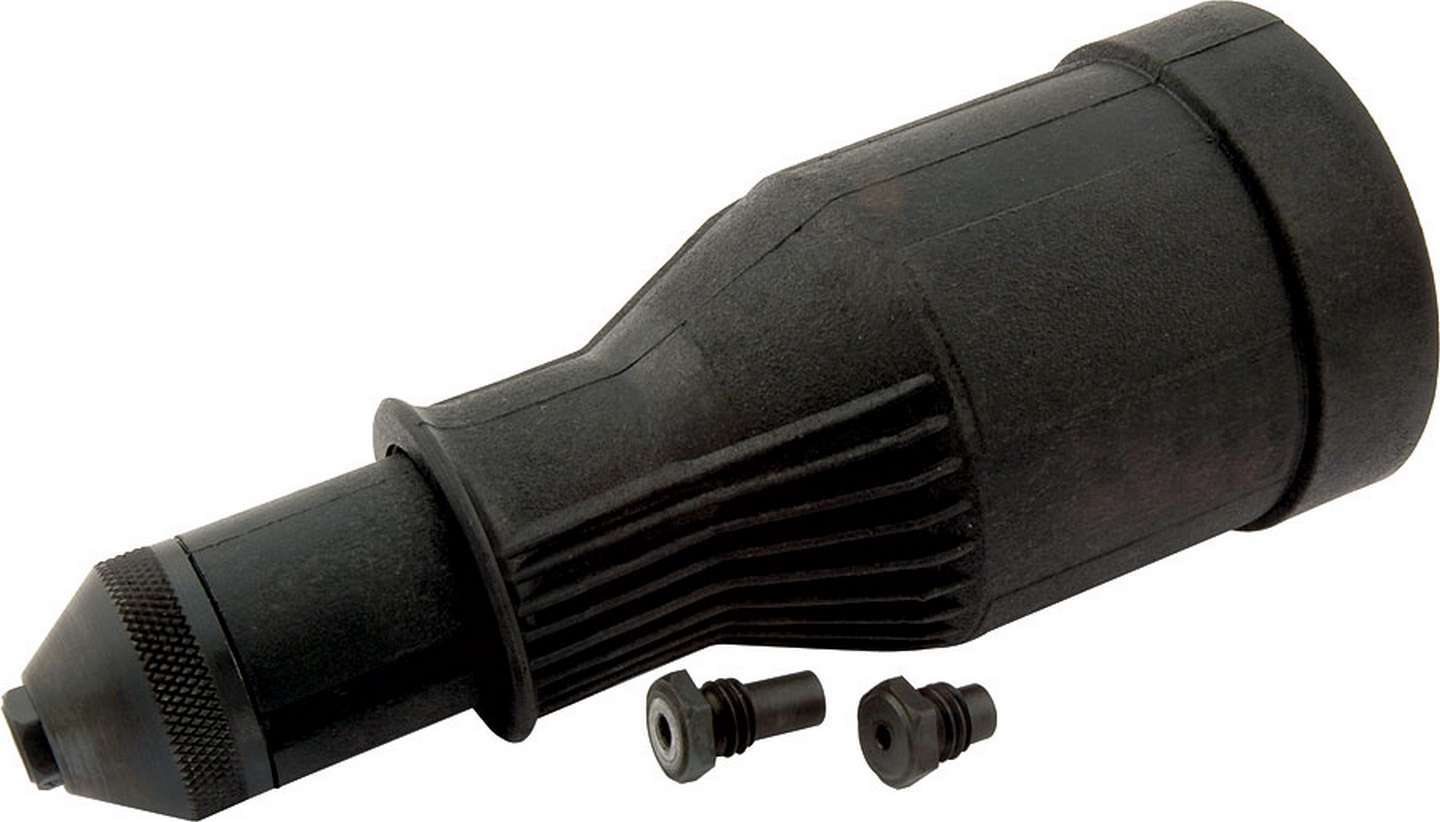 ALLSTAR PERFORMANCE Rivet Gun Adapter, Rivet Gun to Cordless Drill, 3/32 to 3/16" OD Rivets, Plastic, Black, Each
